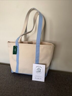 L.L. Bean Boat & Tote Medium seaboard baby blue Canvas Bag NWT USA Made
